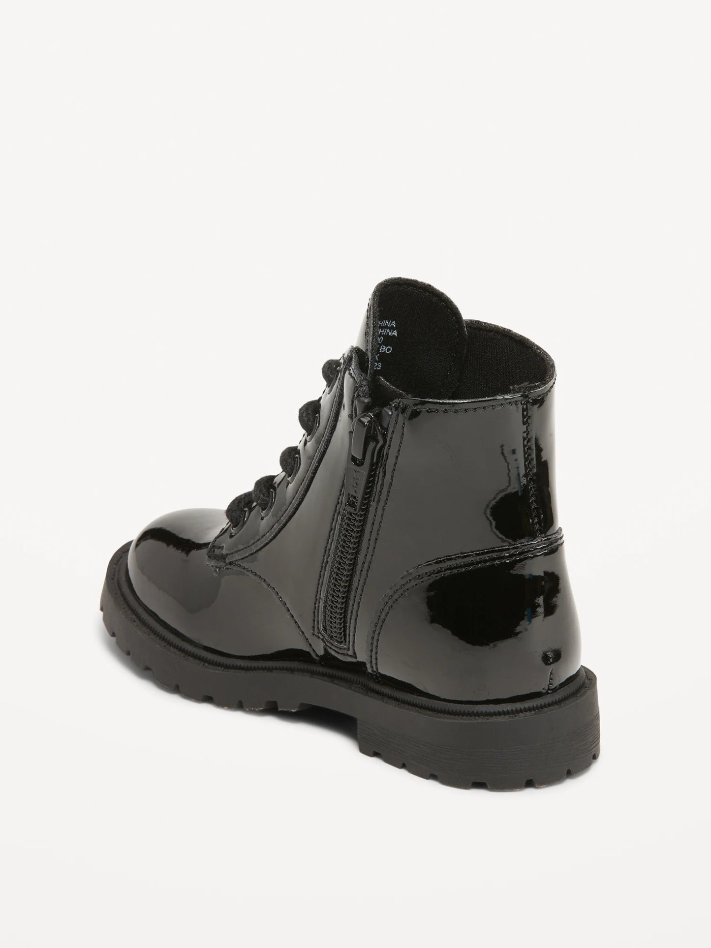 Botines burritos niña Old Navy botas combat cordon negras charol