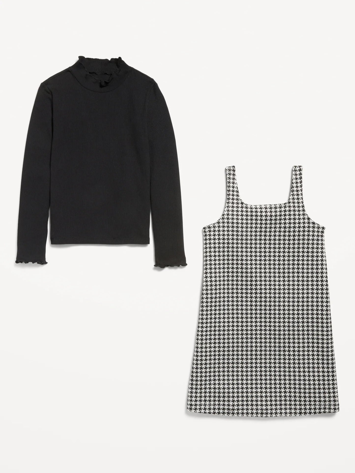 Vestido overall con camisa cuadros negros blancos old navy niña 37834992