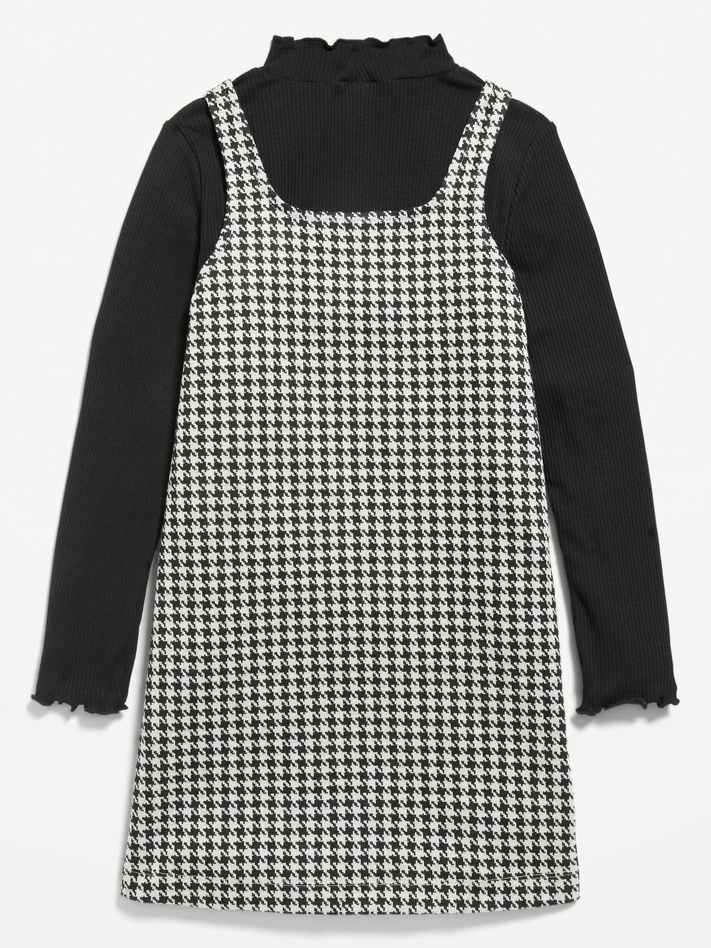 Vestido overall con camisa cuadros negros blancos old navy niña 37834992