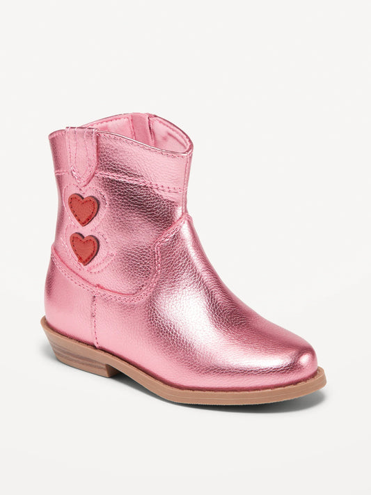 Botas botines burritos niña Old Navy rosadas vaqueras