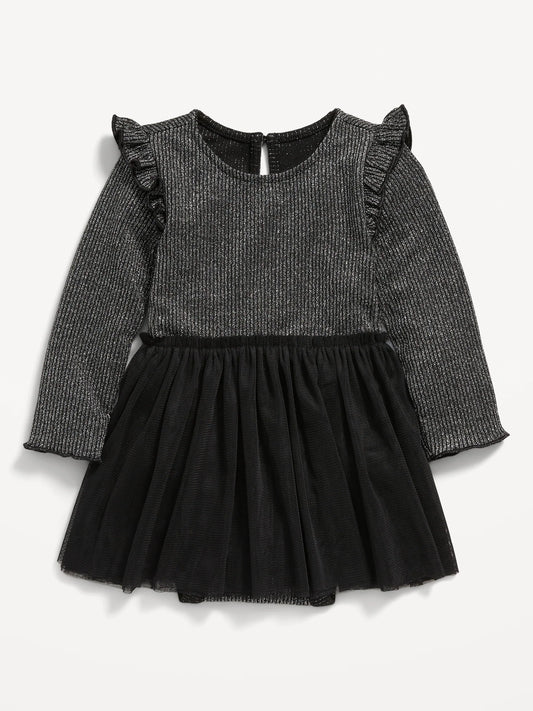Vestido Old navy bebe niña negro gris
