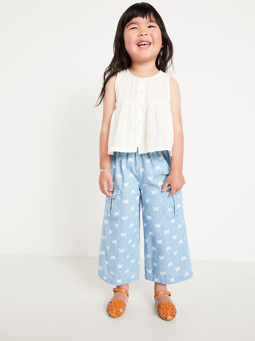 Set conjunto camisa blanca pantalon cargo azul niña Old Navy
