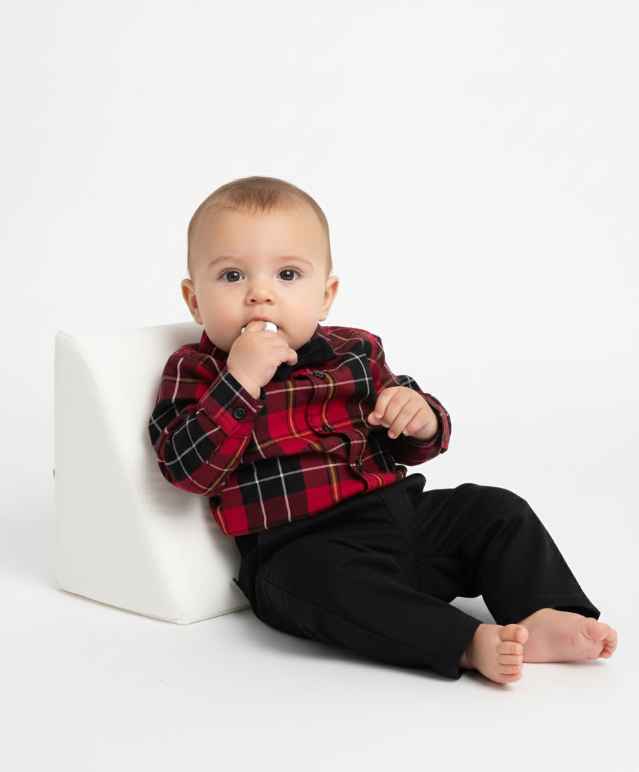 Set 3 piezas bebe niño childrens place camisa cuadros roja corbatin 25427184