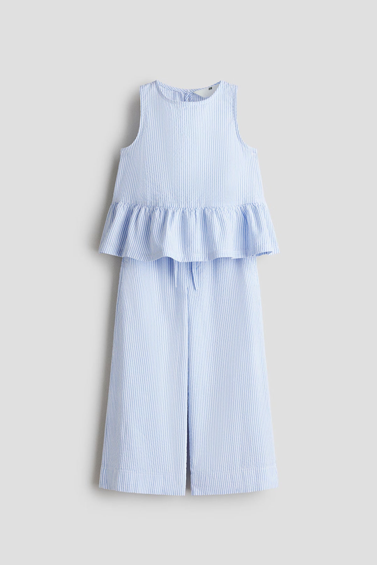 Set conjunto 2 piezas camisa pantalon azul blanco niña H&M 1348599001