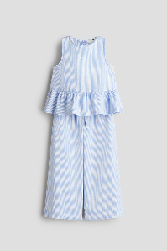 Set conjunto 2 piezas camisa pantalon azul blanco niña H&M 1348599001