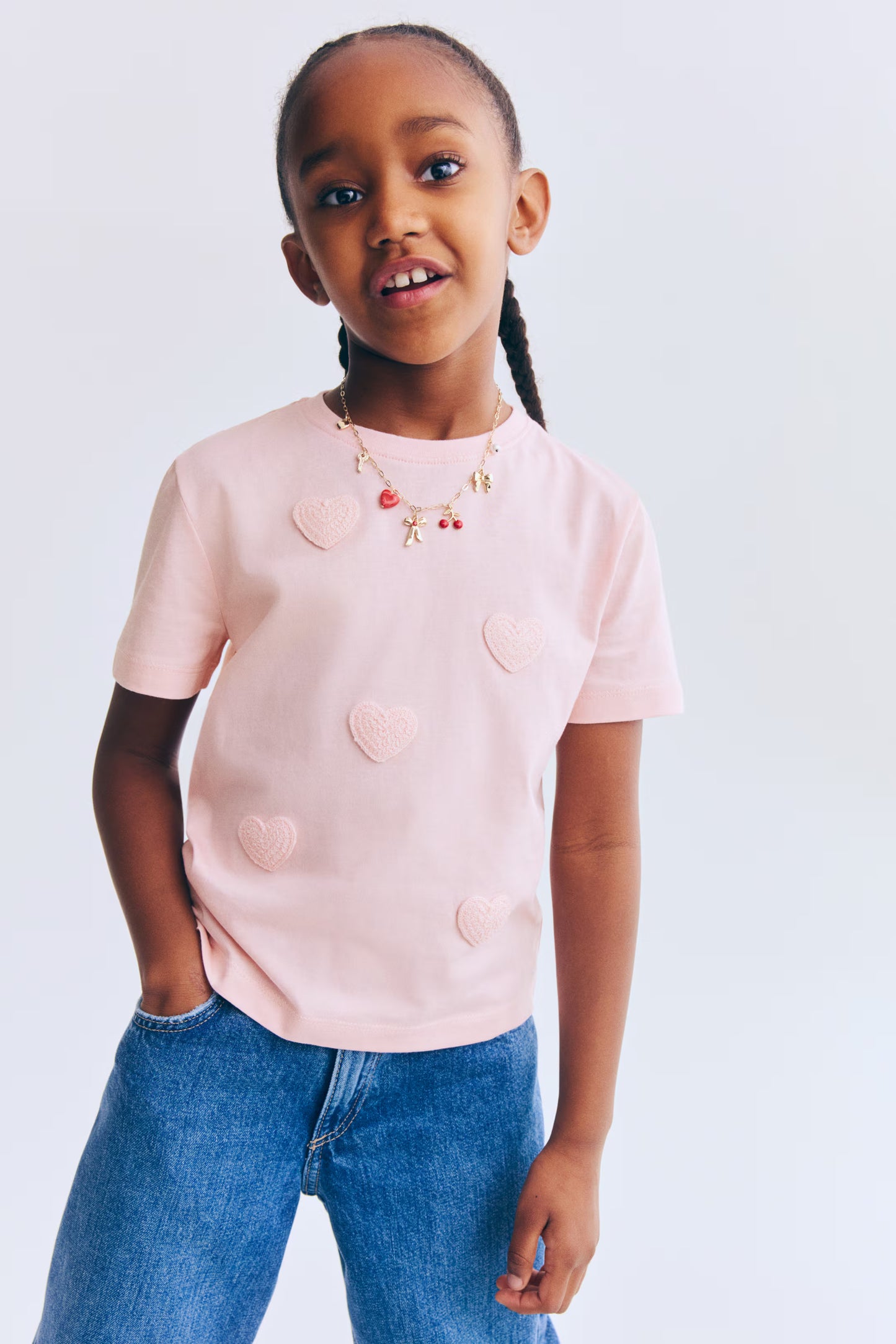 Camisa corazones rosado niña H&M 1302424024