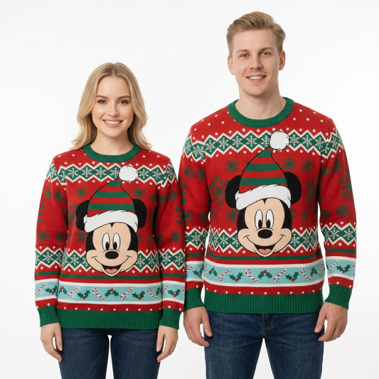 Sueter navideño Mickey hombre B1-AD-1201G verde rojo
