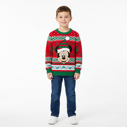 Sueter navideño mickey niño B1-AD-T103G rojo verde