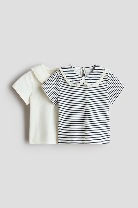 Set 2 camisas blanca azul rayas niña H&M 1315463002 Coello español Peter Pan