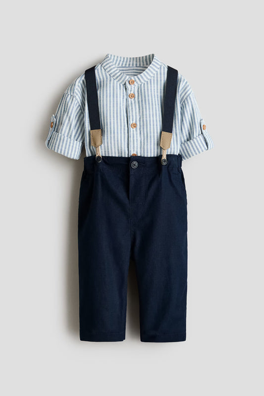 Set 3 piezas camisa pantalón tirantes niño H&M 1339522001