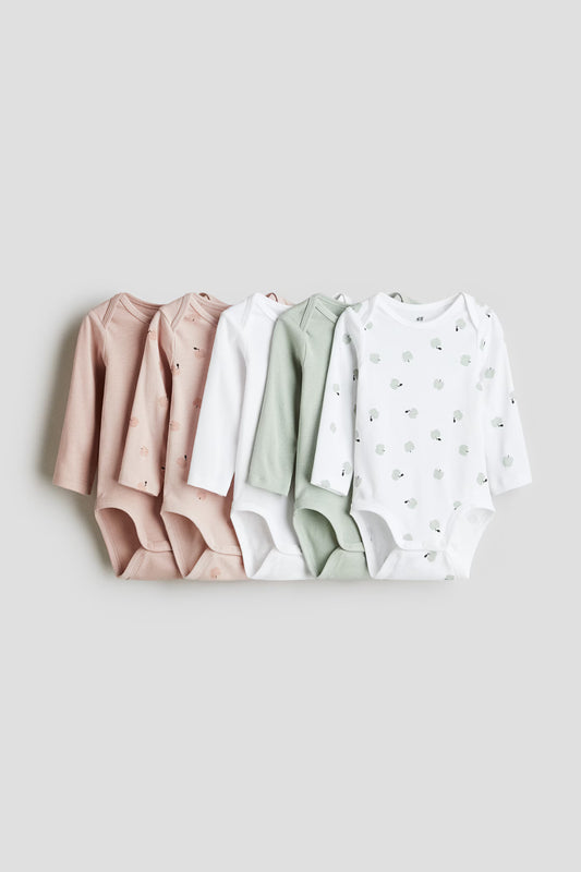 Set 5 mamelucos bebe niño beige cafe verde blanco H&M 0880118067003