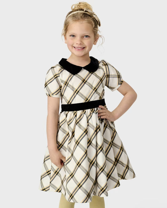 Vestido blanco dorado negro niña Gymboree eventos 82582768