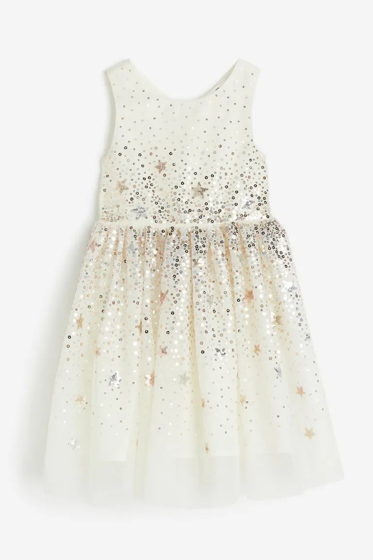 Vestido blanco  niña H&M lentejuelas tulle glitter