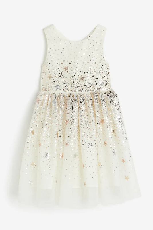Vestido blanco  niña H&M lentejuelas tulle glitter