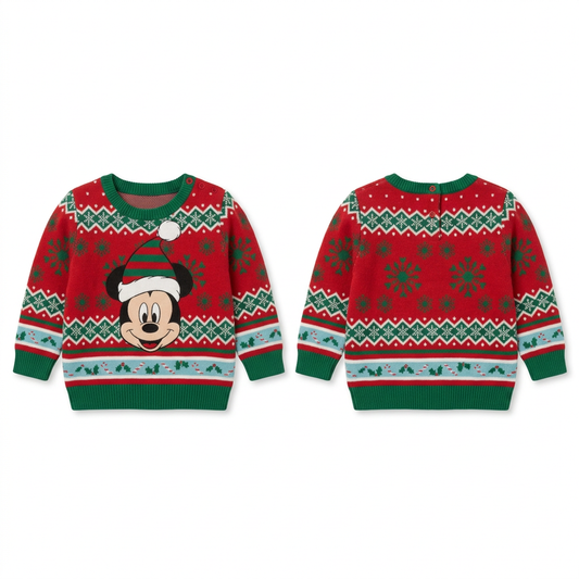Sueter navideño bebe niño mickey D1-MK-1364B rojo verde