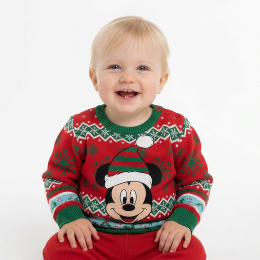 Sueter navideño bebe niño mickey D1-MK-1364B rojo verde