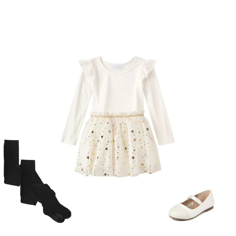 Vestido blanco tutu childrens place niña manga larga
