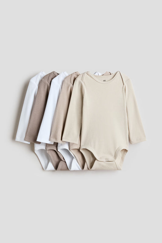 Set 5 mamelucos beige bebe niño H&M 0533261056003