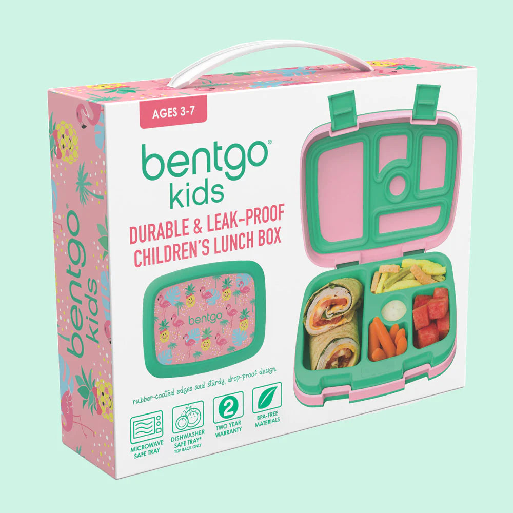 Contenedor lonchera rosada verde niña comida Bentgo bento Flamingos Piñas