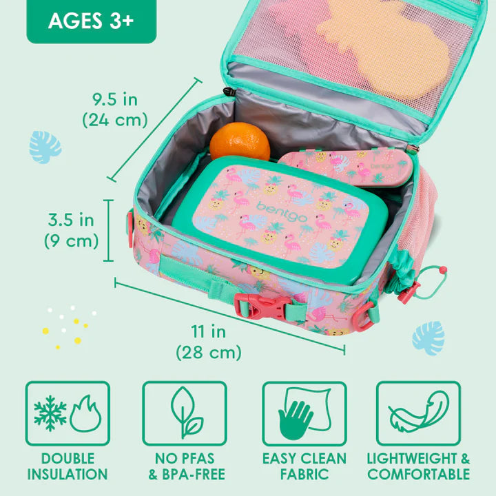 Lonchera térmica rosado verde Bentgo Flamingos Piñas