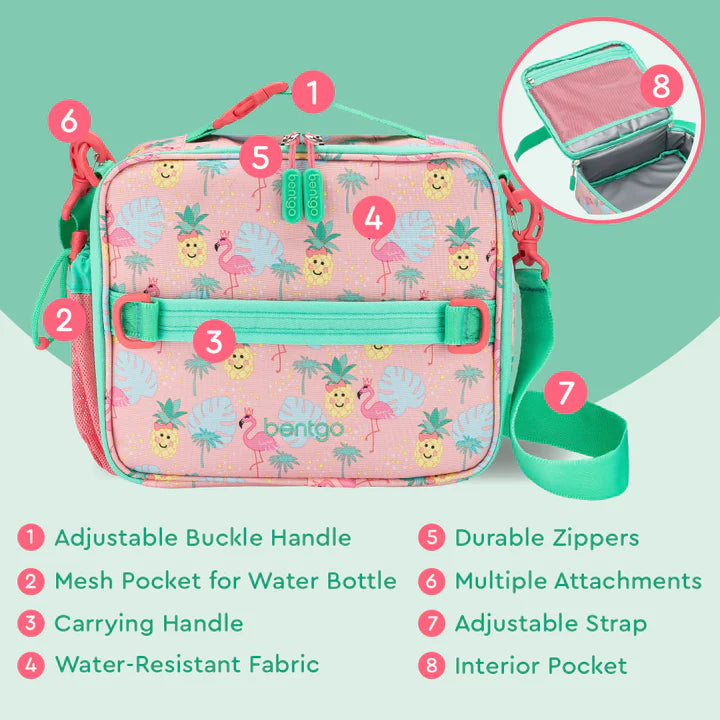 Lonchera térmica rosado verde Bentgo Flamingos Piñas