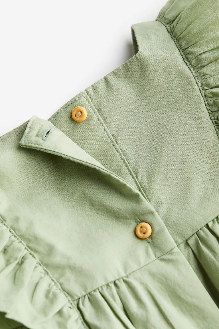 Set 3 piezas camisa verde leggins diadema H&M bebe niña