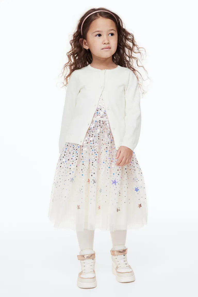 Sueter cardigan blanco ivory  H&M niña 77307376