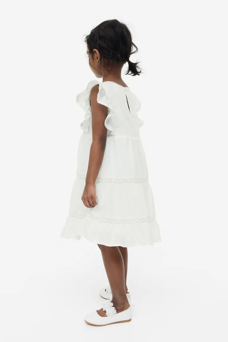 Vestido blanco encaje fino niña H&M 06227440