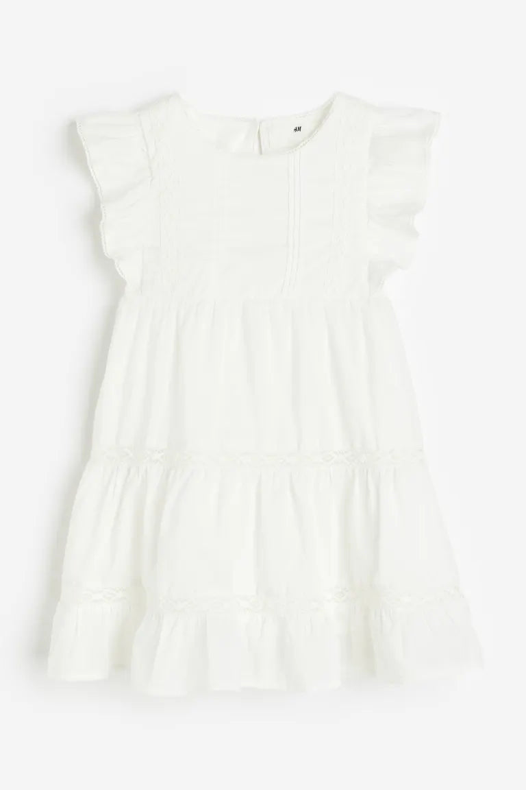 Vestido blanco encaje fino niña H&M 06227440