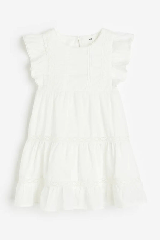 Vestido blanco encaje fino niña H&M 06227440