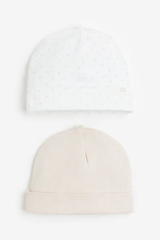 Set 2 Gorros bebe H&M blanco rosado