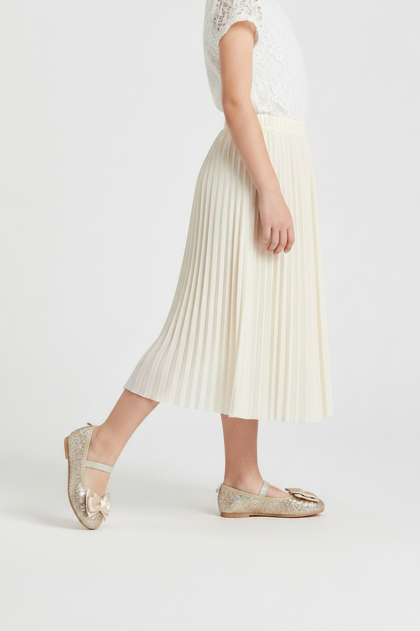 Zapatillas doradas h&m niña chongo cinta mantequilla