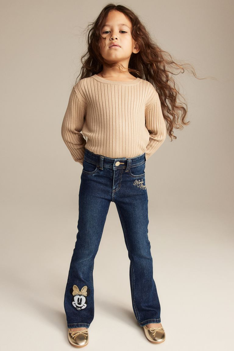 Pantalon Jeans Minnie H&M niña acampanado