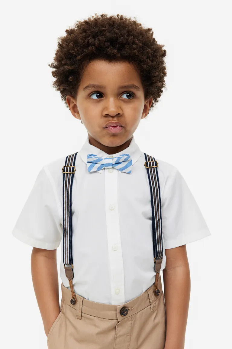 Set 4 piezas formal nino H M tirantes corbatin short camisa Kima Shop HN