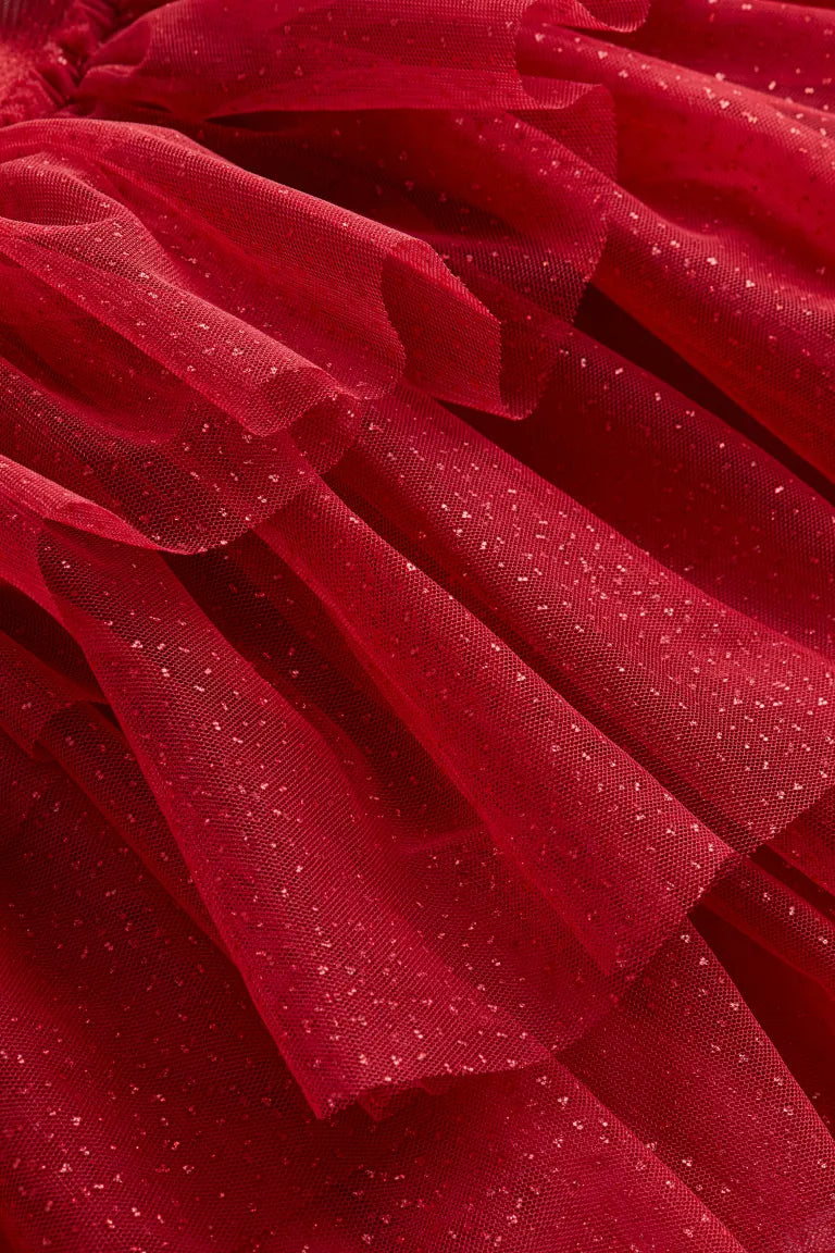 Set 2 piezas falda tutu rojo gliter niña H&M 12926704