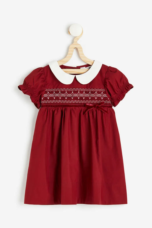 Vestido rojo vino niña H&M coello blanco 55026416