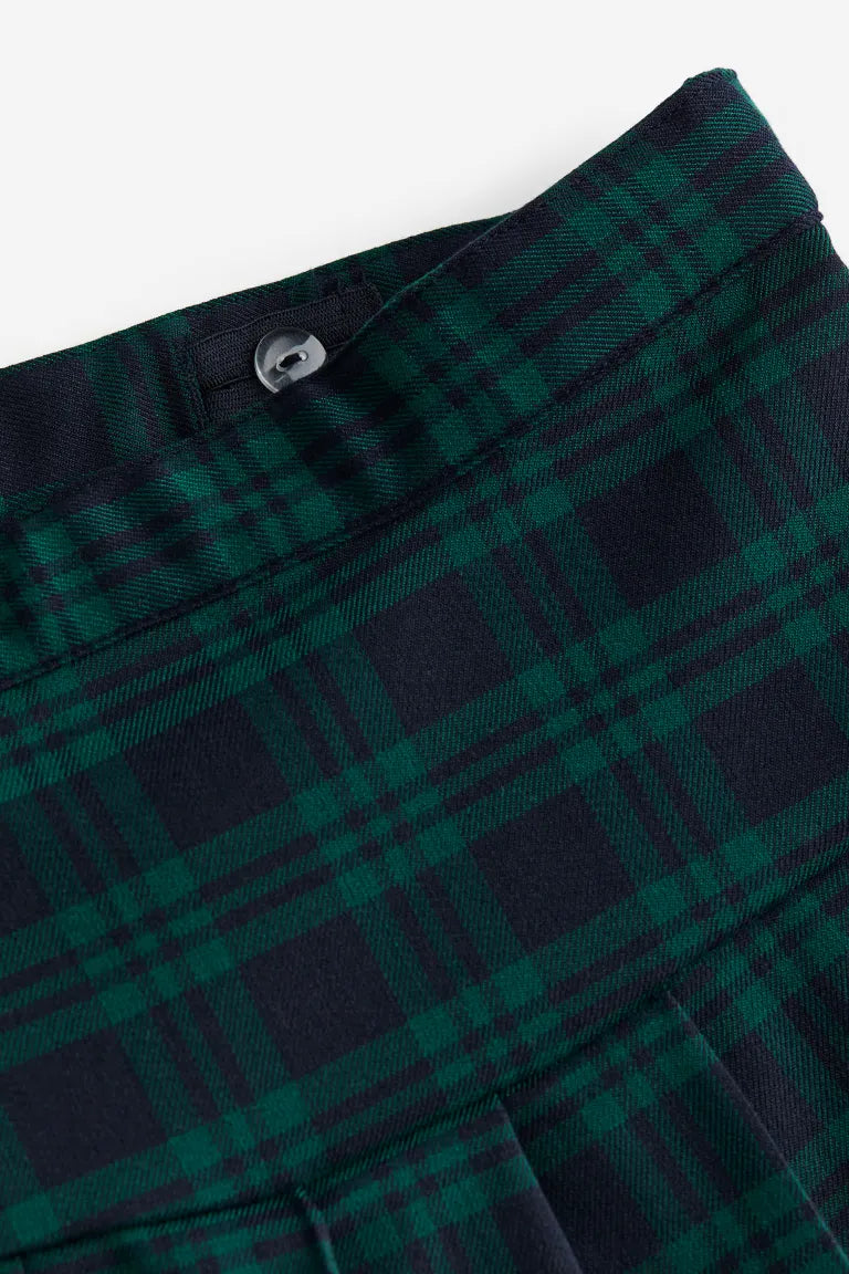 Falda cuadros  verde  plizada paletones niña H&M