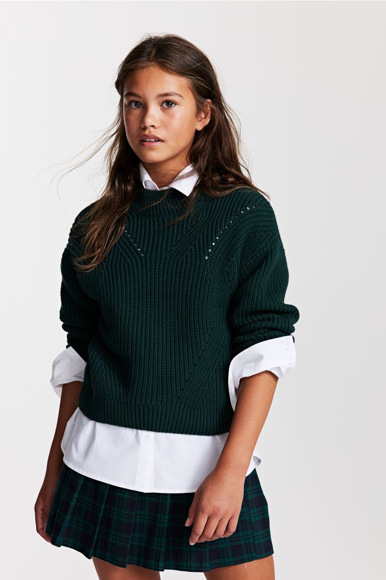 Falda cuadros  verde  plizada paletones niña H&M