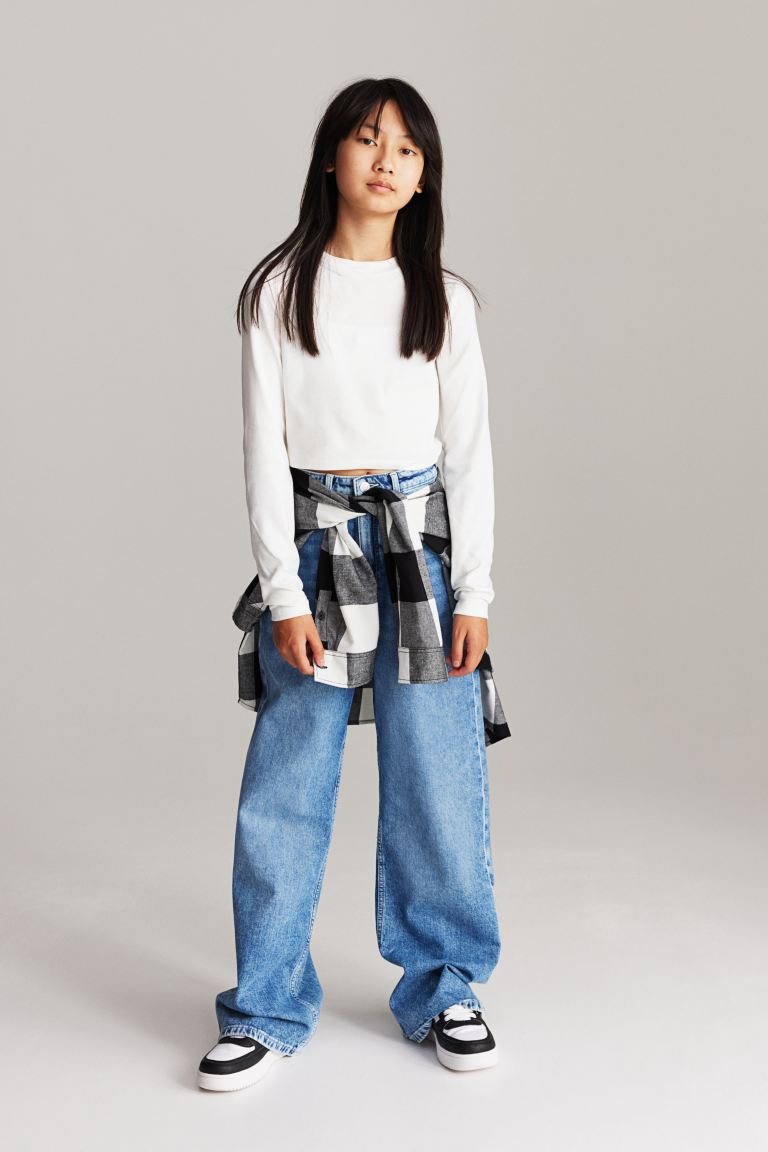 Camisa blanca manga larga niña H&M