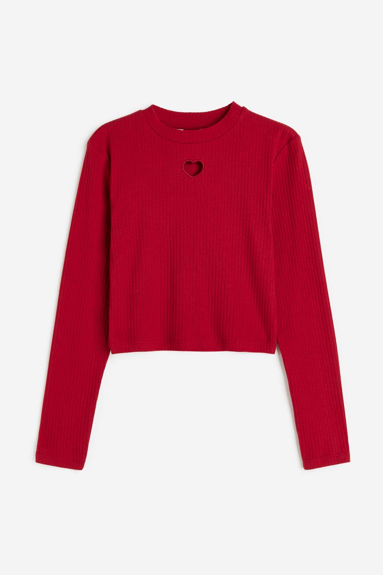 Camisa roja manga larga niña H&M corazón