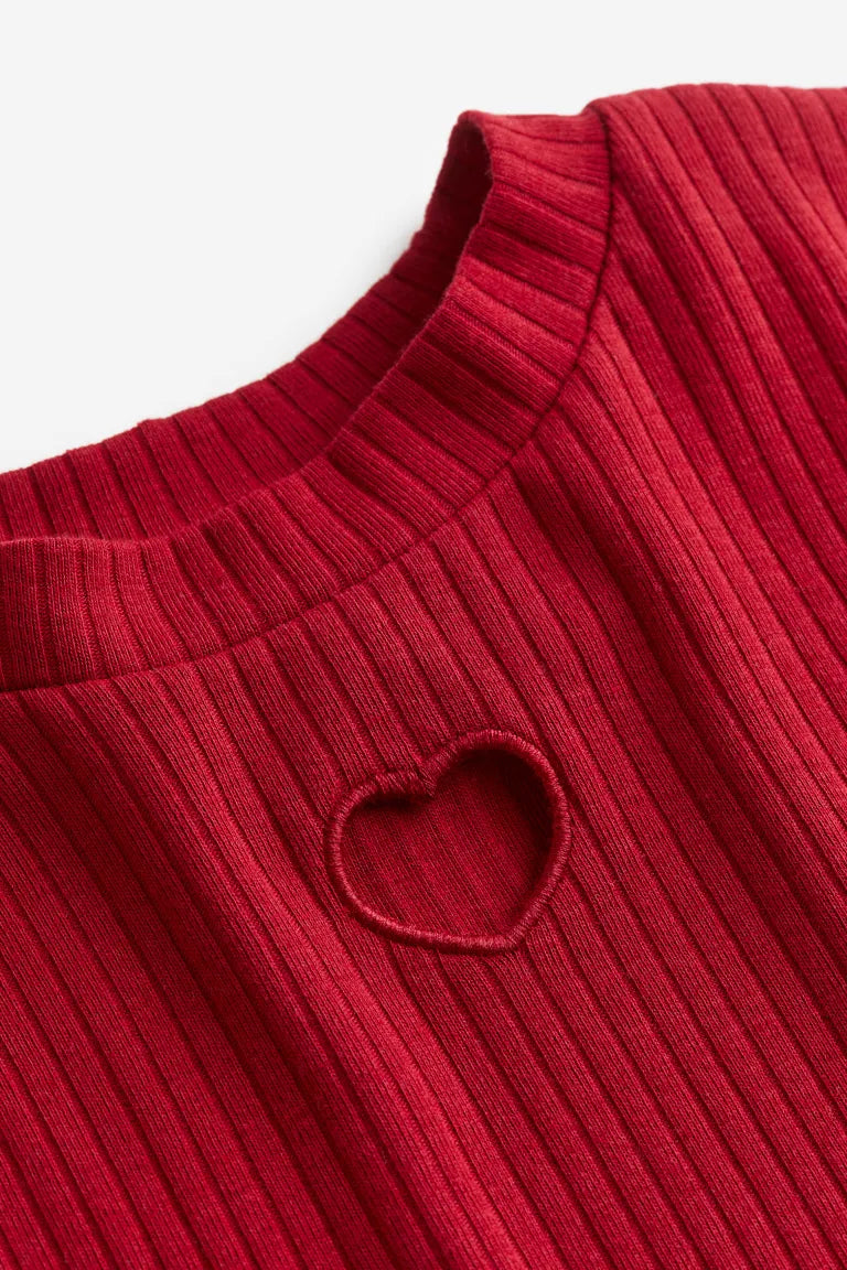 Camisa roja manga larga niña H&M corazón