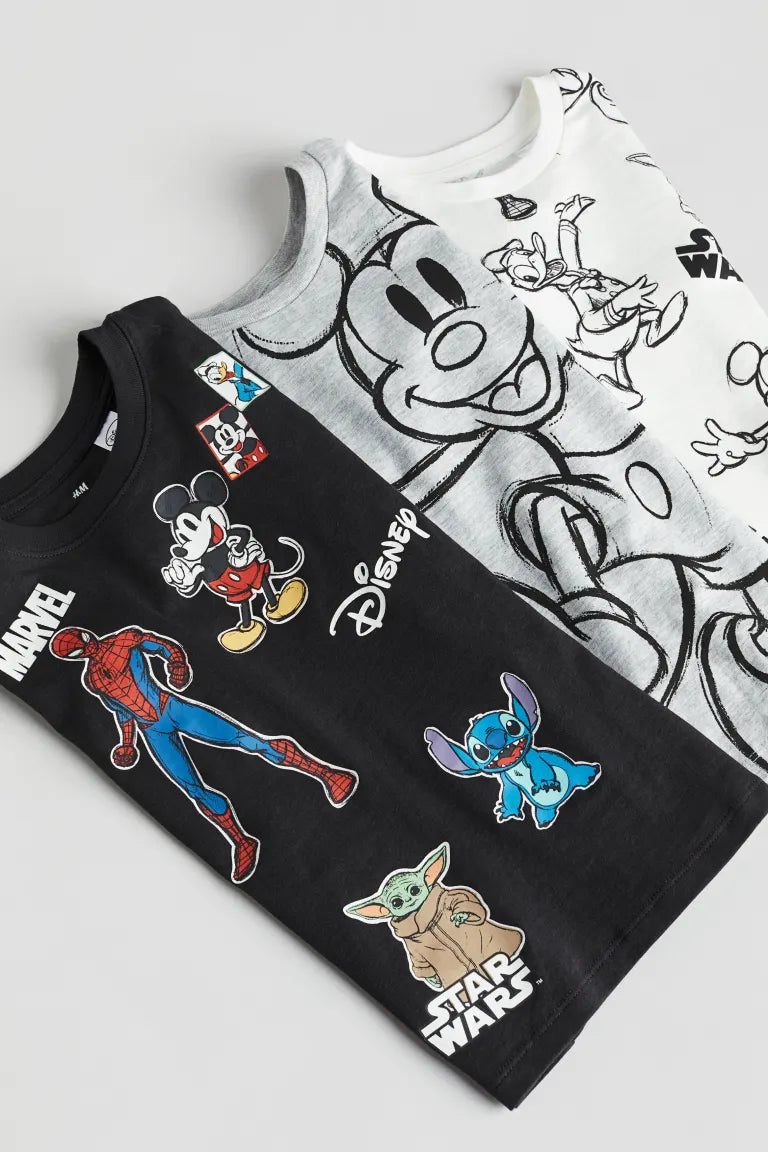 Set 3 Camisas H&M niño disney mickey spiderman stitch star wars