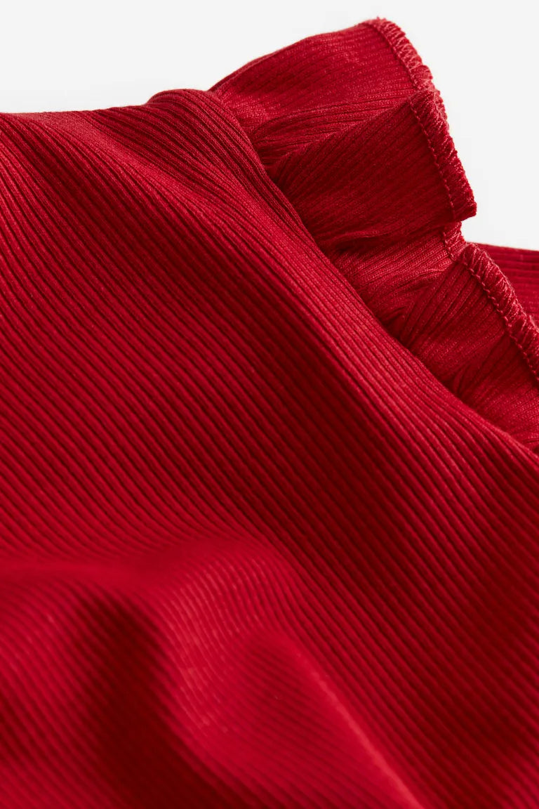 Camisa roja manga larga ruffle niña H&M