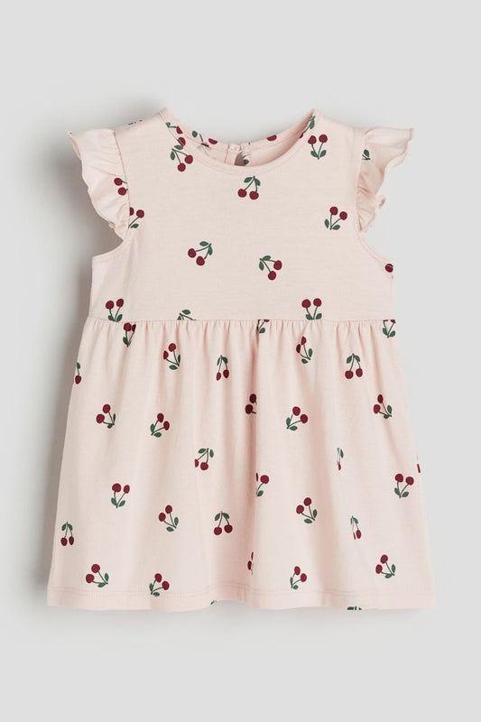 Vestido rosado cerezas revuelos bebe y niña H&M
