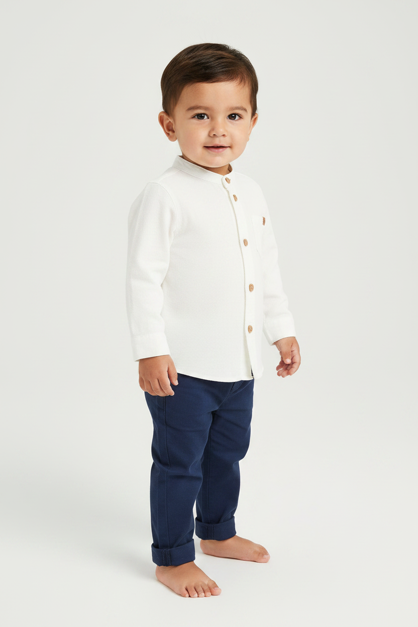 Set 2 piezas niño H&M formal camisa blanca pantalon azul