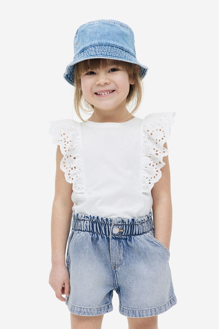 Short jeans azul pálido paperbag H&M niña