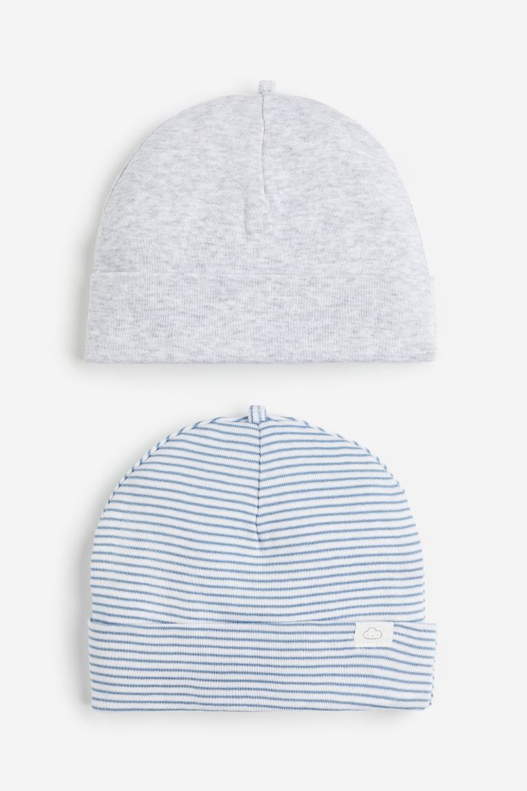Set 2 Gorros bebe H&M gris rayas azul