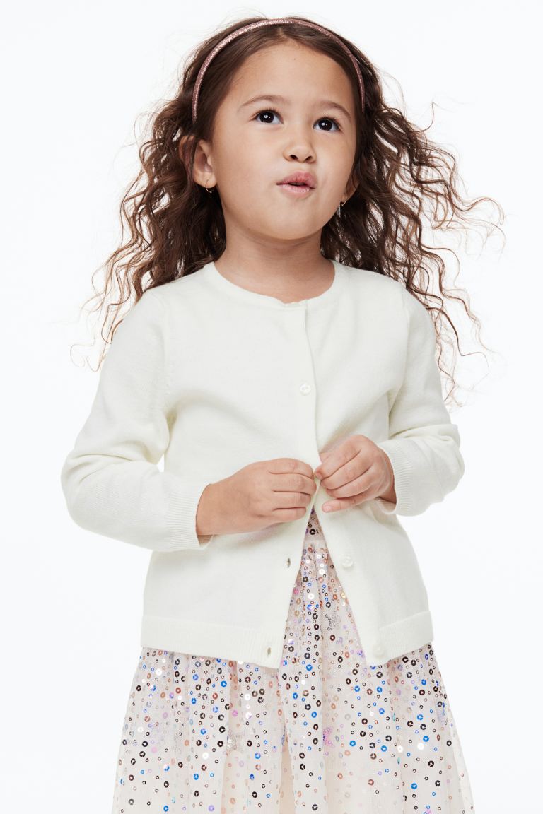 Sueter cardigan blanco ivory  H&M niña 77307376