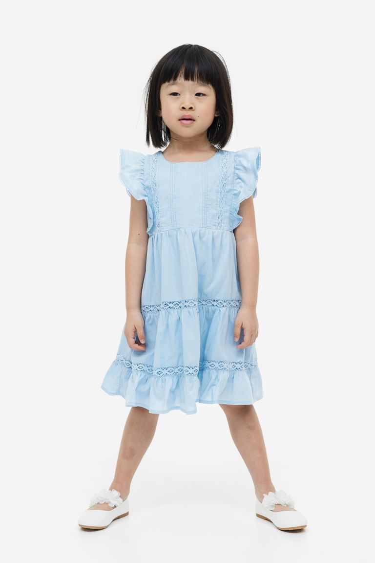 Vestido azul encaje fino niña H&M