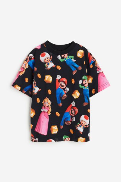 Camisa negra H&M Mario Bross princesa peach niña niño unisex